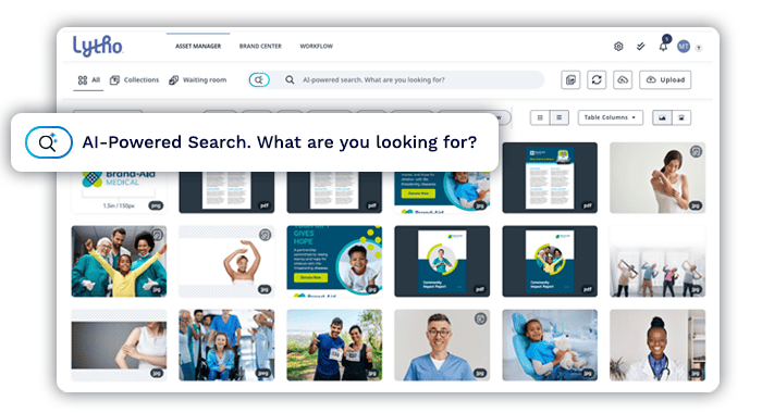 Digital asset manager with AI search bar