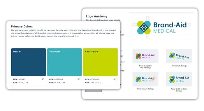 Brand center hosts your brand colors