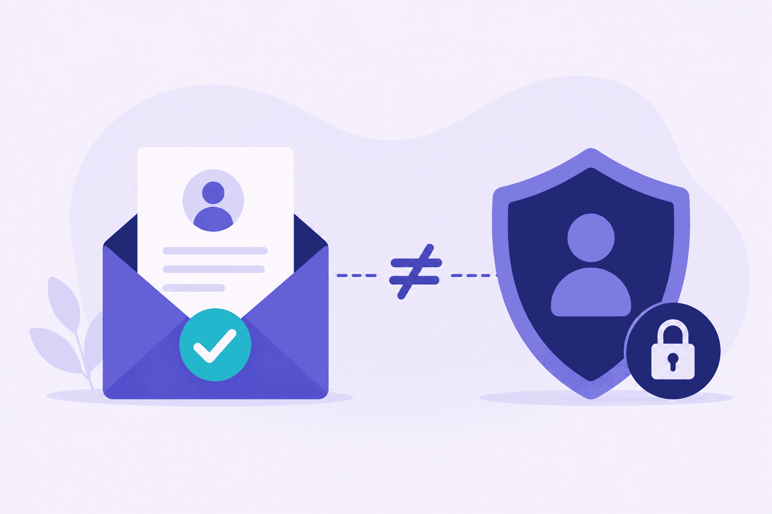 Illustration of an envelope and security icon.