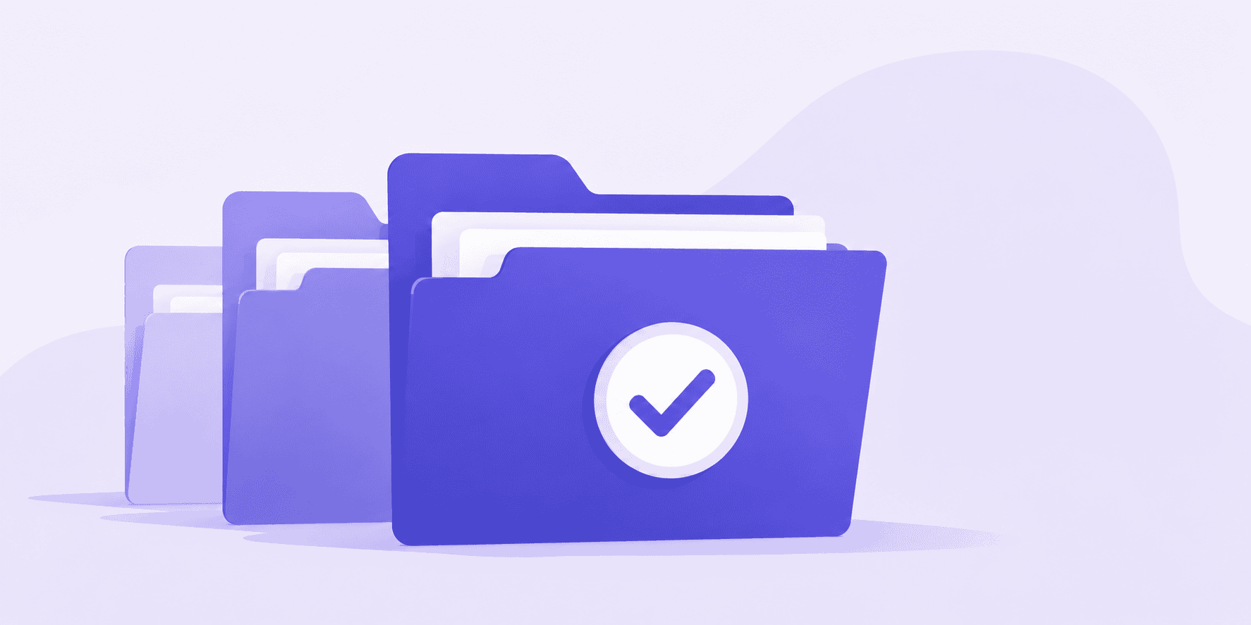 Illustration of 3 folders, with the first having a checkmark.